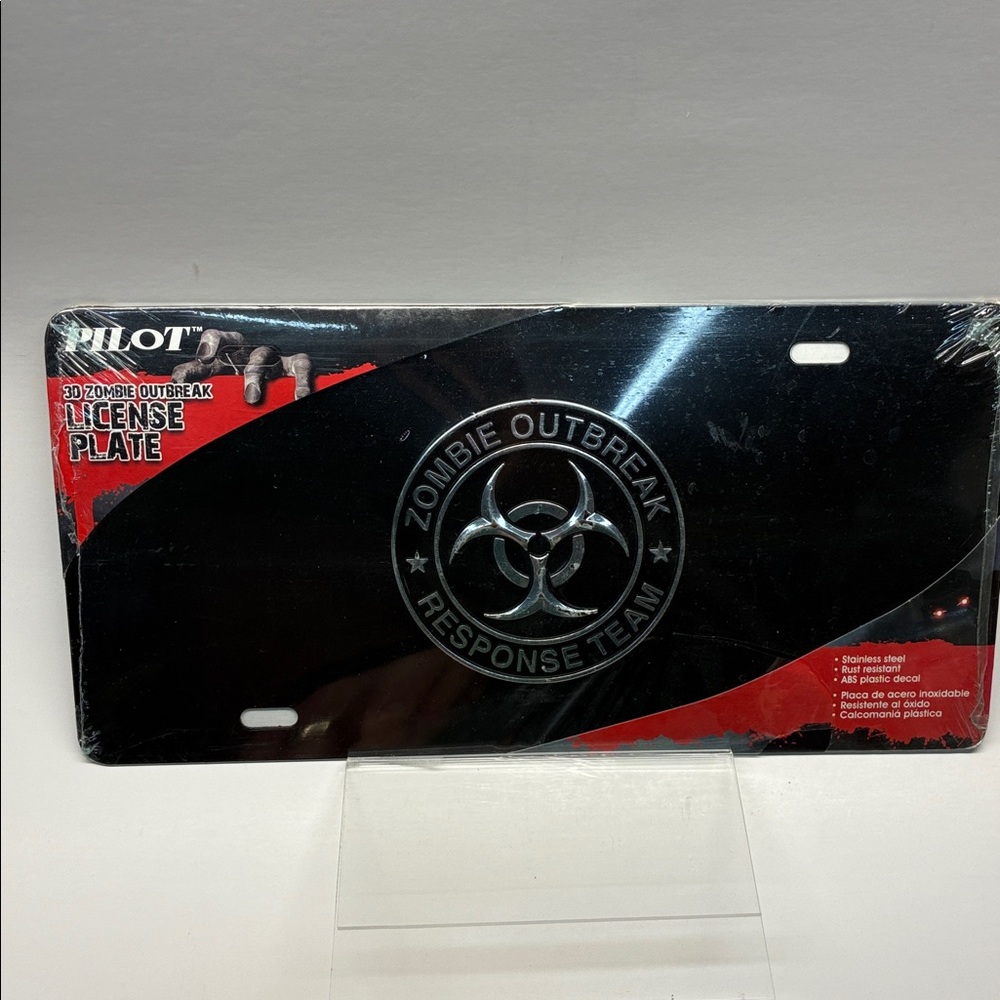 New ZOMBIE Outbreak Response Team License Plate PILOT 3D Stainless Steel black